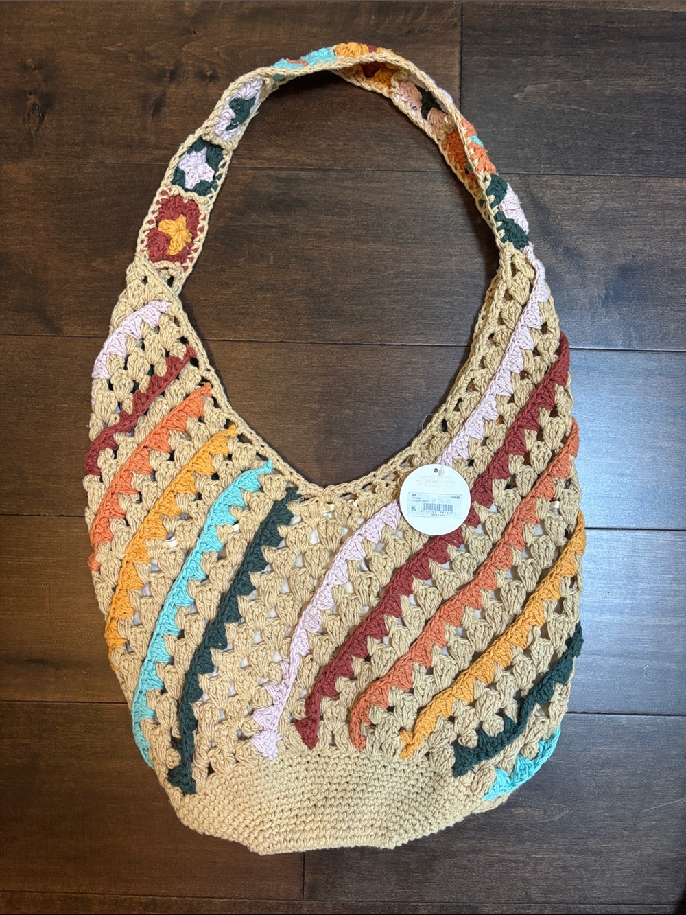 NWT Altar’d State Natural Multi Boho Crochet Hobo Bag